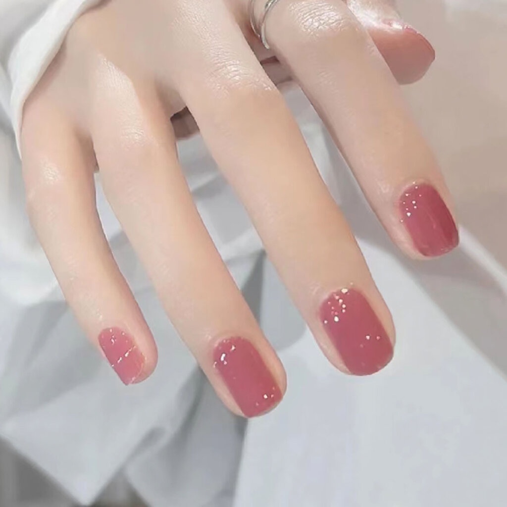 17POOL P172 เล็บปลอม สีชมพู สั้น เล็บมือ เร็จรูป กันน้ำ กล่อง 24 ชิ้น