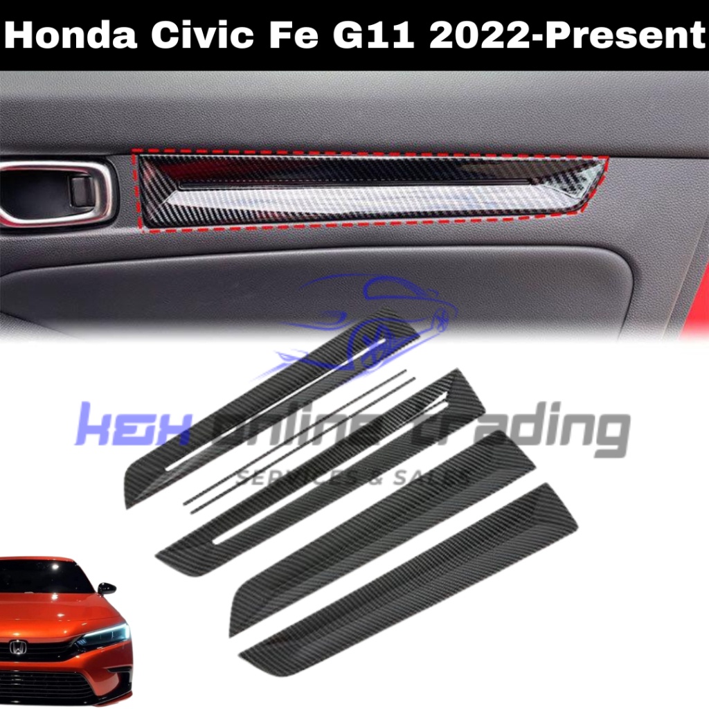 ฝาครอบแผงประตูด้านใน คาร์บอน สําหรับ Honda Civic FE G11 2022-2023