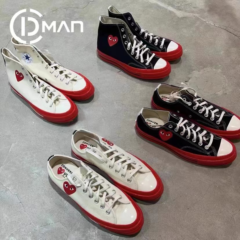 converse comme des garcons PlAY x  chuck taylor all star 1970s ox black and red cream high-top low-