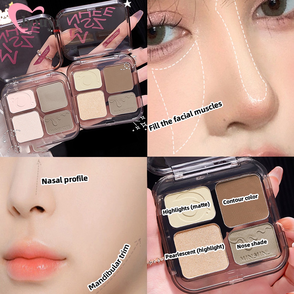 พาเลทคอนทัวร์ ไฮไลท์ บรอนเซอร์ เนื้อแมตต์ 3D ไฮไลท์ คอนทัวร์ไฮไลท์ คอนทัวร์ 4 สี