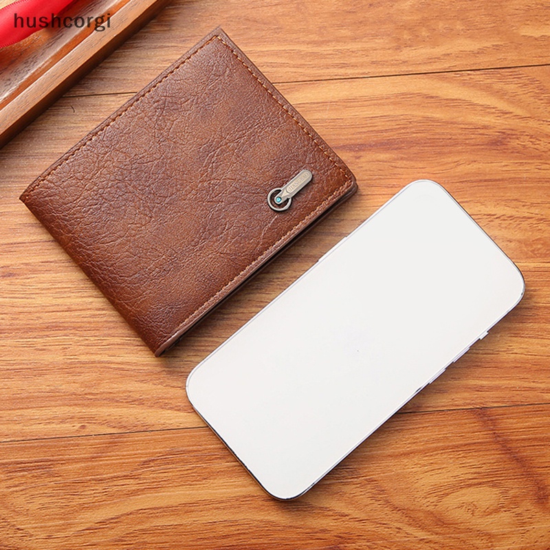 [hushcorgi] ใหม่ กระเป๋าสตางค์ ใบสั้น หนัง PU สไตล์วินเทจ ใส่บัตรประจําตัวประชาชน เปลี่ยนเงินได้ ความจุขนาดใหญ่ สําหรับผู้ชาย พร้อมส่ง