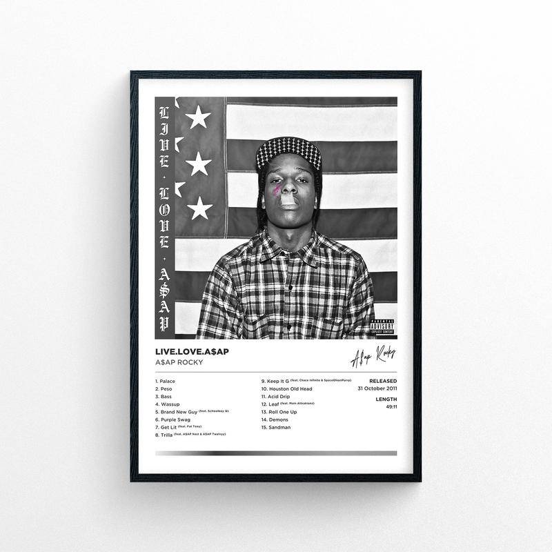 A$ap Rocky - Live Love Asap โปสเตอร์ พิมพ์ลาย ไม่มีกรอบ | สไตล์โพลารอยด์ | อัลบั้มเพลง ปกคลุมงานศิลปะ