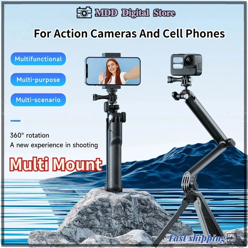 ไม้เซลฟี่ 3 ทาง พร้อมขาตั้งกล้อง สําหรับ Insta360 X5 Ace Pro GoPro DJI Action 4 3 iPhone 15 Pro Max