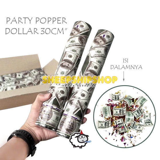 PARTY POPPER DOLLAR 30CM (JAVA ISLAND เท่านั้น) เงินวันเกิดงานแต่งงาน Confetti