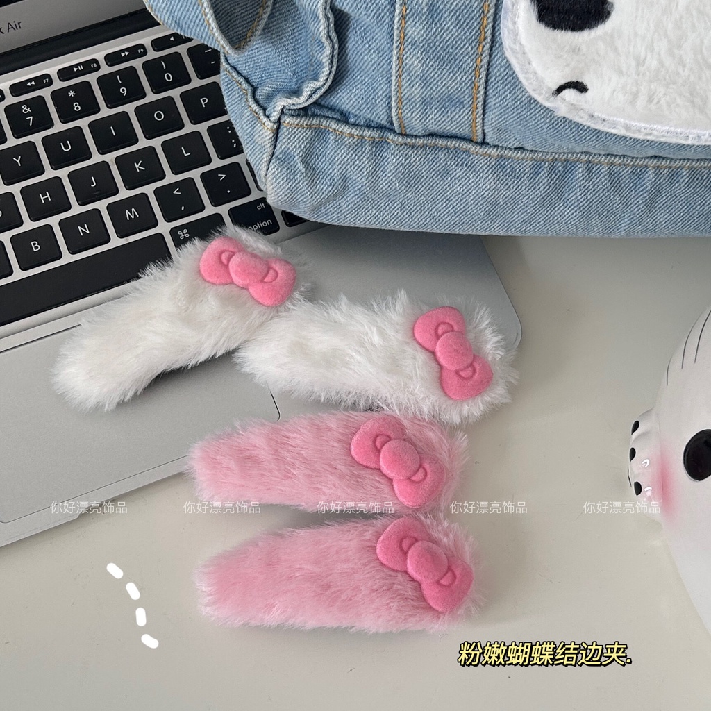 พร้อมส่ง ราคา/ชิ้น B030 กิ๊บติดผม ขนนุ่น ตกแต่งโบว์ขนาดเล็ก ขนาดใหญ่