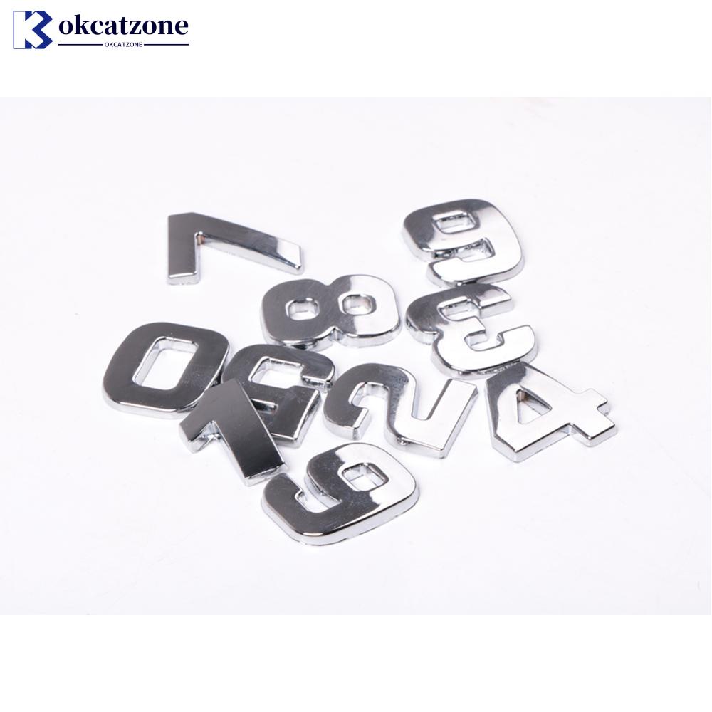 Okcatzone สติกเกอร์โลหะ ลายตัวอักษร 3D สีเงิน สําหรับติดตกแต่งรถยนต์ A-Z&0-9 T1X7