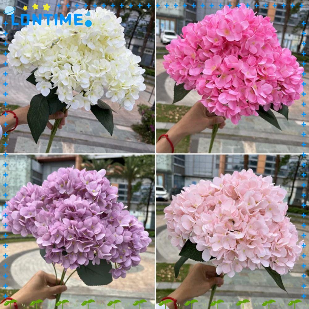 Lontime ช่อดอกไฮเดรนเยียปลอม ผ้าไหม ขนาดใหญ่ 5 หัว สําหรับตกแต่งบ้าน งานแต่งงาน เจ้าสาว
