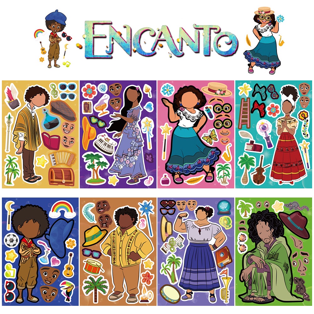 สติกเกอร์ ลายการ์ตูนดิสนีย์ Encanto Series Magical Characters Mirabel แฮนด์เมด DIY สําหรับติดตกแต่ง 8 ชิ้น