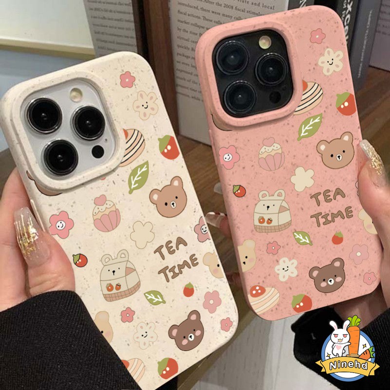เคสโทรศัพท์มือถือ ซิลิโคน กันกระแทก ลายการ์ตูนหมี เค้กน่ารัก สร้างสรรค์ สําหรับ iPhone 15 XR 11 14 13 12 Pro 7 Plus X XS Max