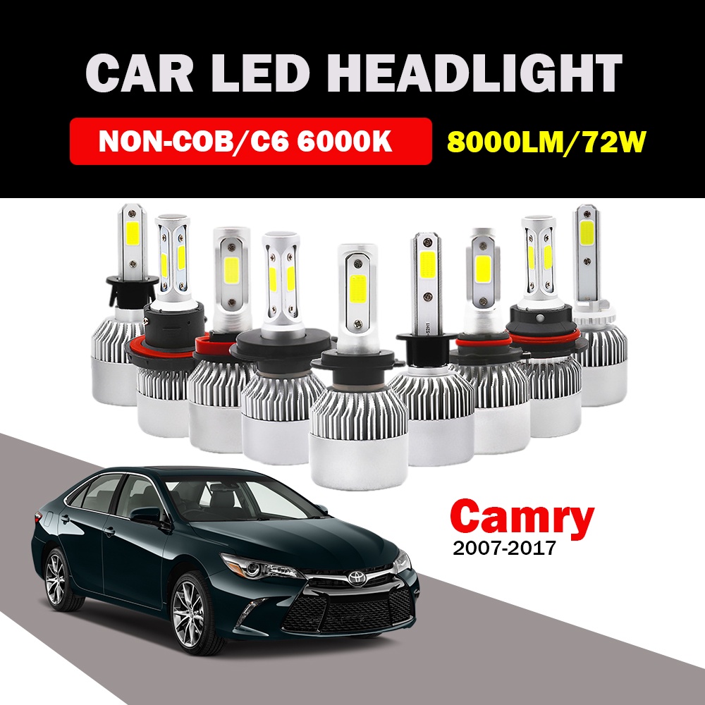 【2 ชิ้น】หลอดไฟหน้ารถยนต์ LED 8000LM 72W COB 6000K สีขาว สําหรับ Toyota Camry 2007-2017