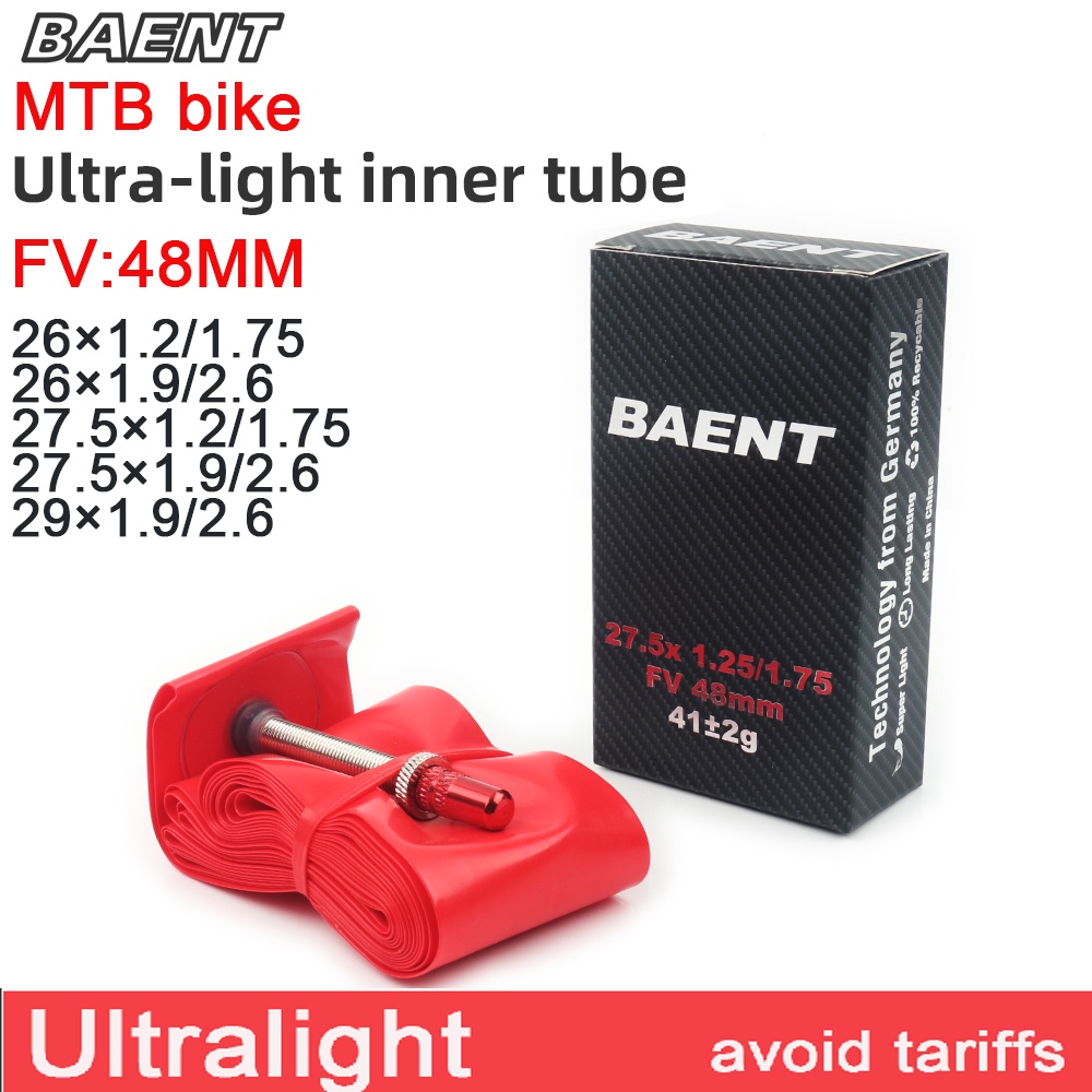 Baent ยางในจักรยานเสือภูเขา เบาพิเศษ 26×1.2/1.75 27.5×1.9/2.6 29×1.9/2.6 FV 48 มม.