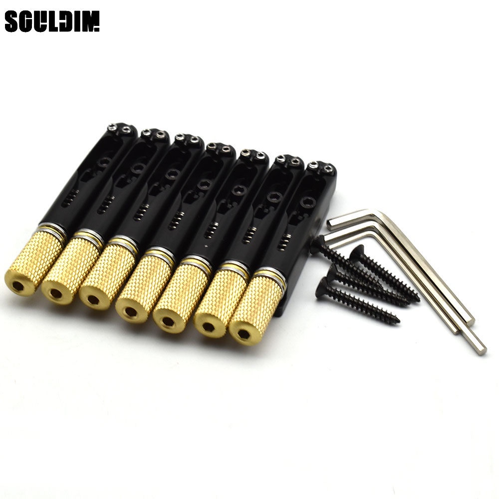 7 String Headless โลหะอานสะพานเครื่องดนตรีเปลี่ยน Headless กีตาร์อุปกรณ์เสริมสีดํา