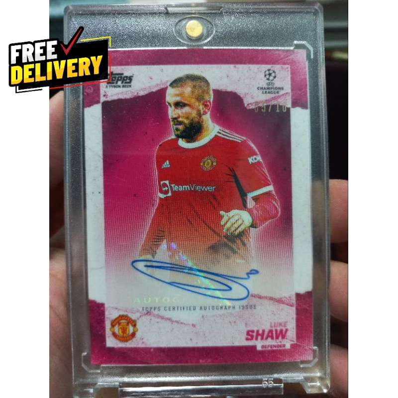 การ์ดลายเซ็น ลุค ชอว์ รัน /10 Luke Shaw auto ท็อปส์ TOPPS แมนยู ต็ด ฟุตบอล รันต่ำ Manchester United 