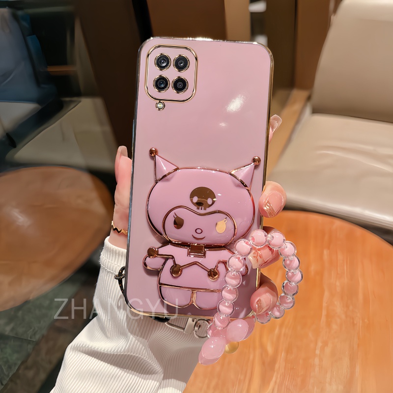 SAMSUNG ปลอกsamsung A12 A22 4G A22 5G M33 5G M53 5G A42 M42 M32 4Gเคสโทรศัพท์TPU 3D Kuromiสเตอริโอขาตั้งUltraบางElectroplated Soft Case Shockป้องกันกรณีสร้อยข้อมือ