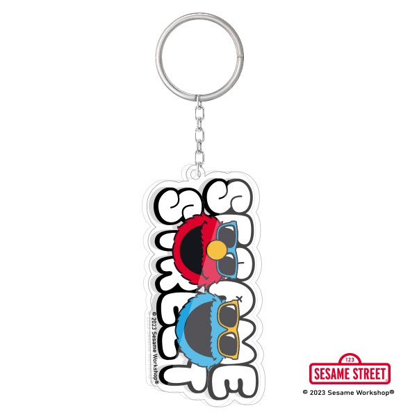 Bundanjai (หนังสือ) SST3-พวงกุญแจอะคริลิค : Elmo&amp;Cookie Monster Acrylic Keychain 8.8x4.4 cm.