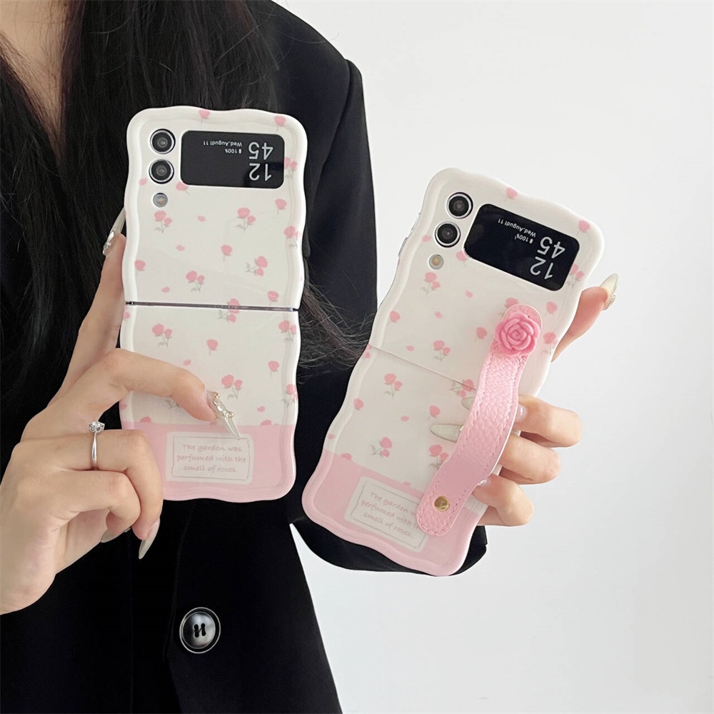 เคสโทรศัพท์มือถือ ซิลิโคน กันกระแทก ลายดอกไม้น่ารัก หรูหรา สําหรับ Samsung Z Flip5 5G Z Flip5 Zflip5 Zflip4 Z Flip 3