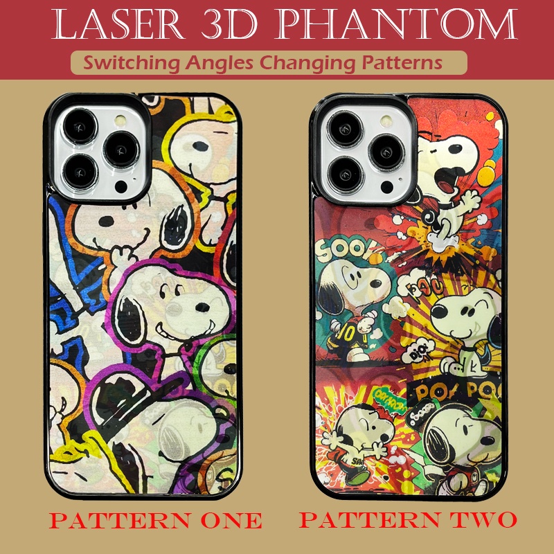 เคสโทรศัพท์มือถือนิ่ม ลายเลเซอร์ 3D สองด้าน สําหรับ iPhone 15 Pro Max iPhone 11 12 13 14 Pro Max【Snoopy】