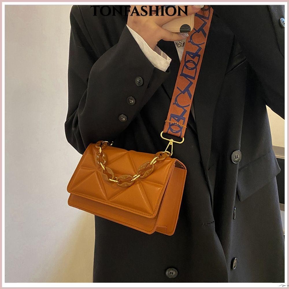 Tonfashion กระเป๋าสะพายไหล่แฟชั่น ความจุขนาดใหญ่
