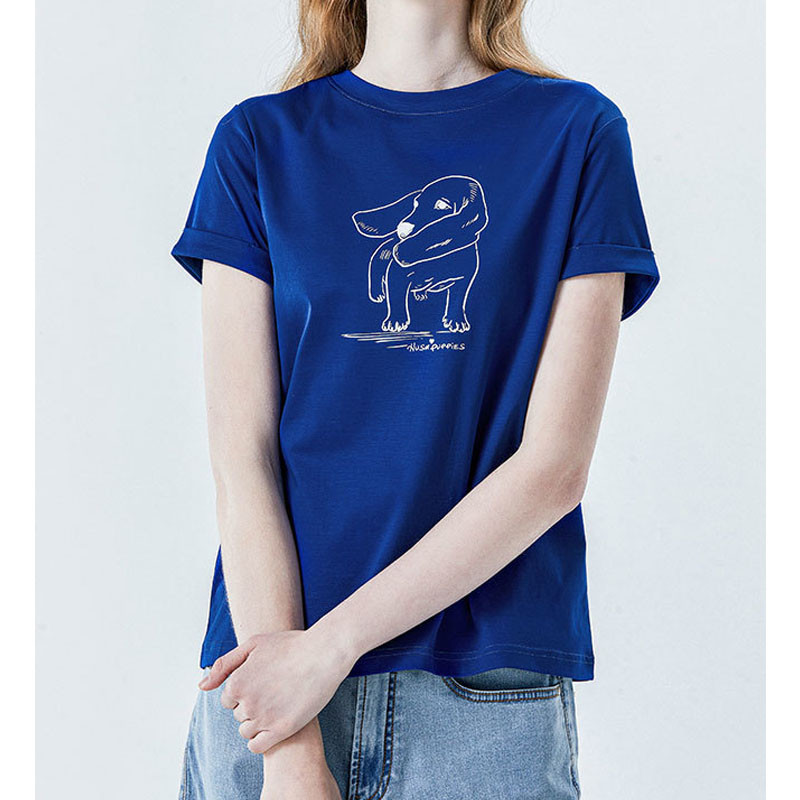 Hush Puppies เสื้อยืดแขนสั้นผ้าฝ้ายสําหรับผู้ชายรุ่นใหม่สําหรับฤดูร้อนของผู้หญิง | Hd-21311d