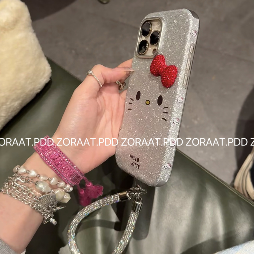Creative Glitter สามมิติโบว์ KT Cat iPhone16promax เคสโทรศัพท์ Apple 15 สไตล์ใหม่ 14 รวมทุกอย่าง 13 ราคา ถูกที่สุด ดีลบีเคเค แกลเลอรีภาพที่ 5