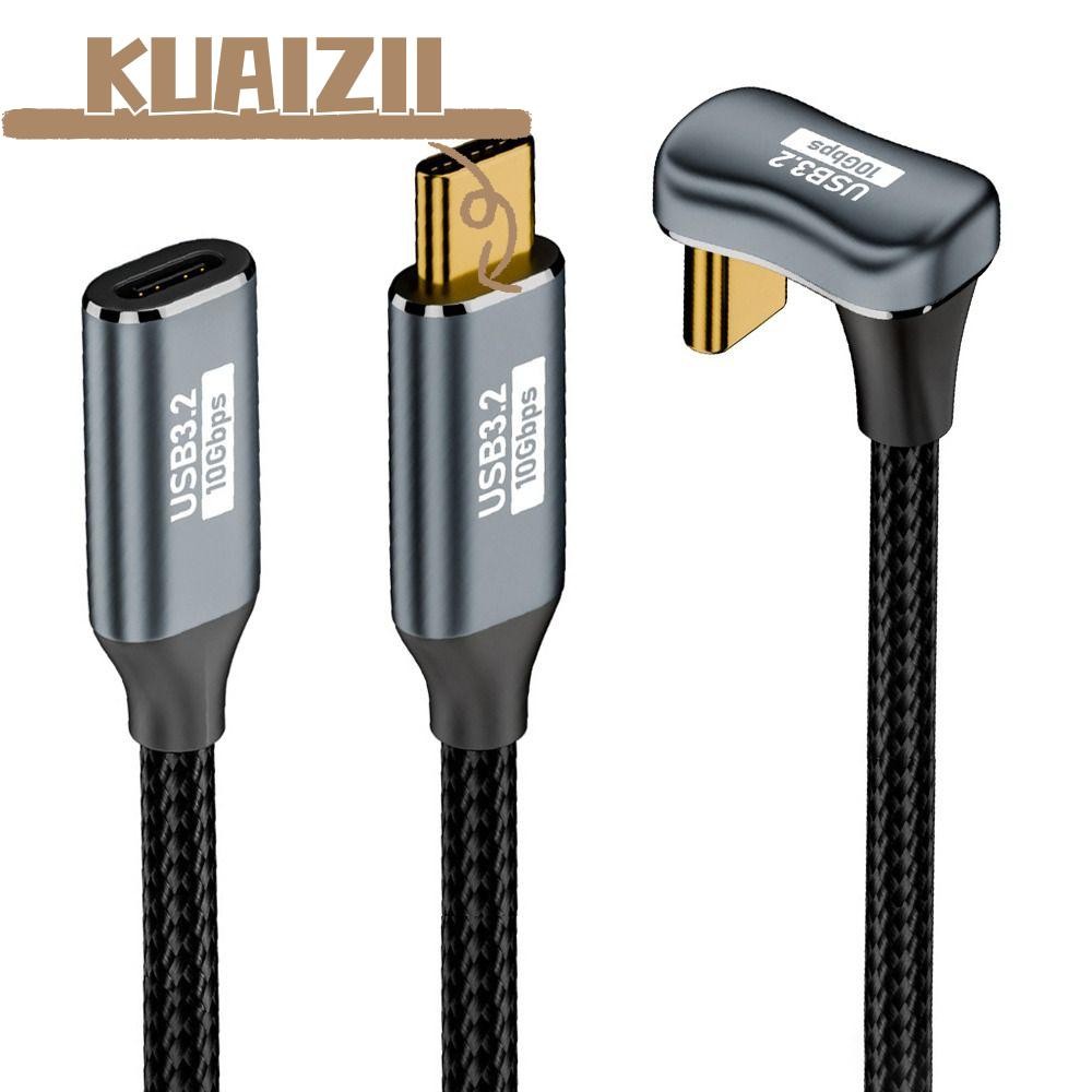 Kuaizii สาย USB 3.1 Gen 2 Type-C, สายเคเบิลข้อมูล PD 100W 10Gbps OTG, แล็ปท็อปข้อศอก VR สายชาร์จเร็ว