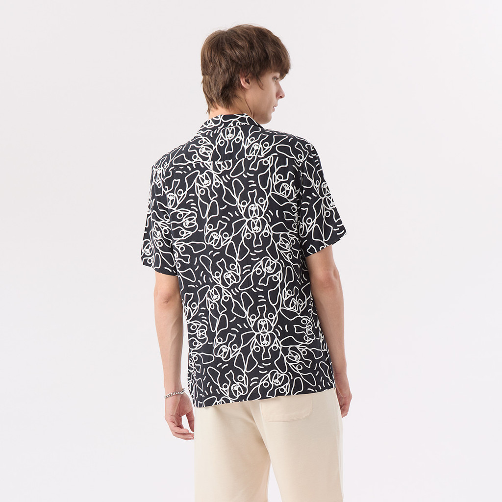ESP เสื้อเชิ้ตฮาวาย เฟรนช์ชี่ ผู้ชาย สีดำ | Frenchie Hawaiian Shirt | 04060