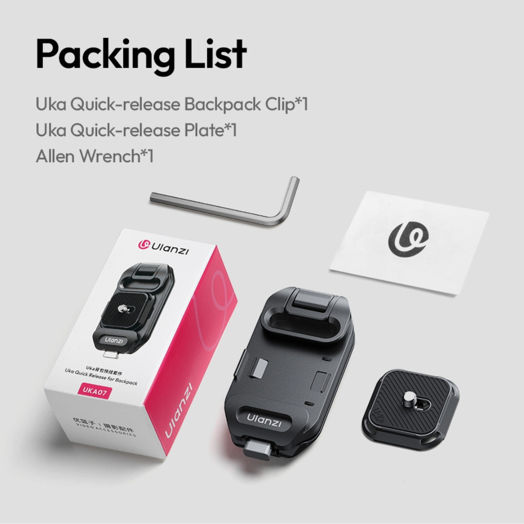 Ulanzi UKA07 UKA Quick-Release Kit เพลทปลดเร็วกล้อง หนีบสายสะพายกระเป๋า สายเข็มขัด รับน้ำหนัก 20 กก.