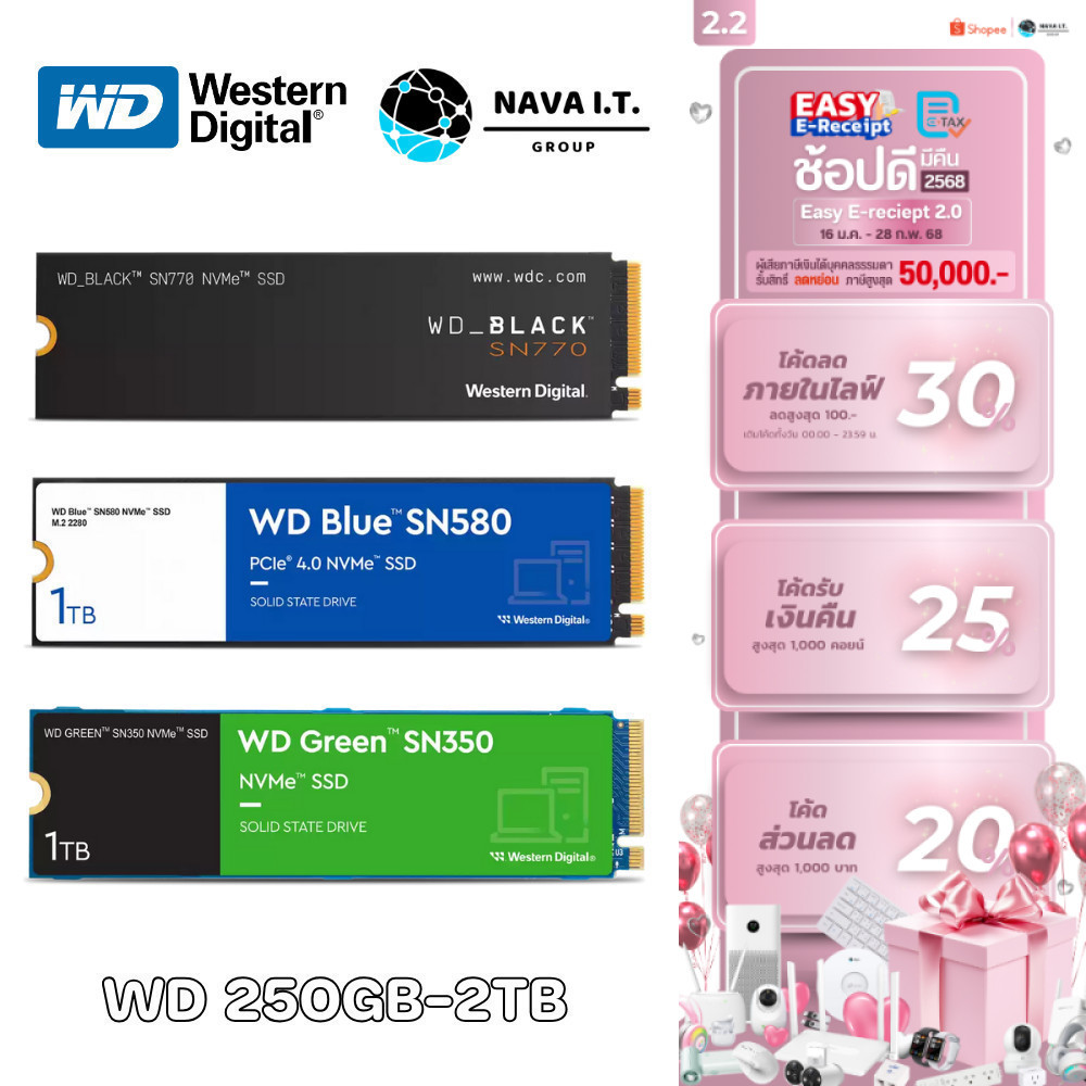 🛵มีส่งด่วน💨 WD BLACK SN750SE SN770/ WD BLUE SN580 SN570/ WD GREEN SN350 NVME M.2 2280