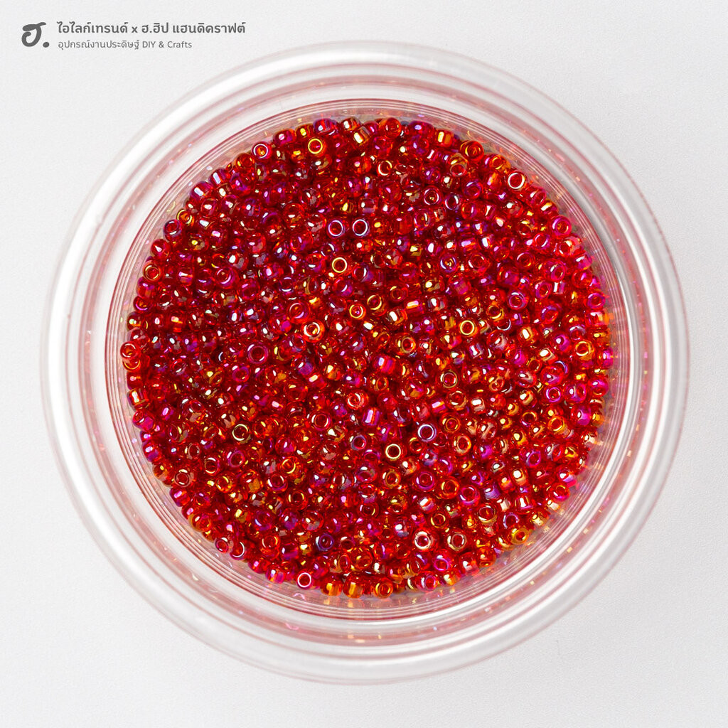 ลูกปัดเม็ดทราย ขนาด 2 มม. สีแดง Ruby Spark
