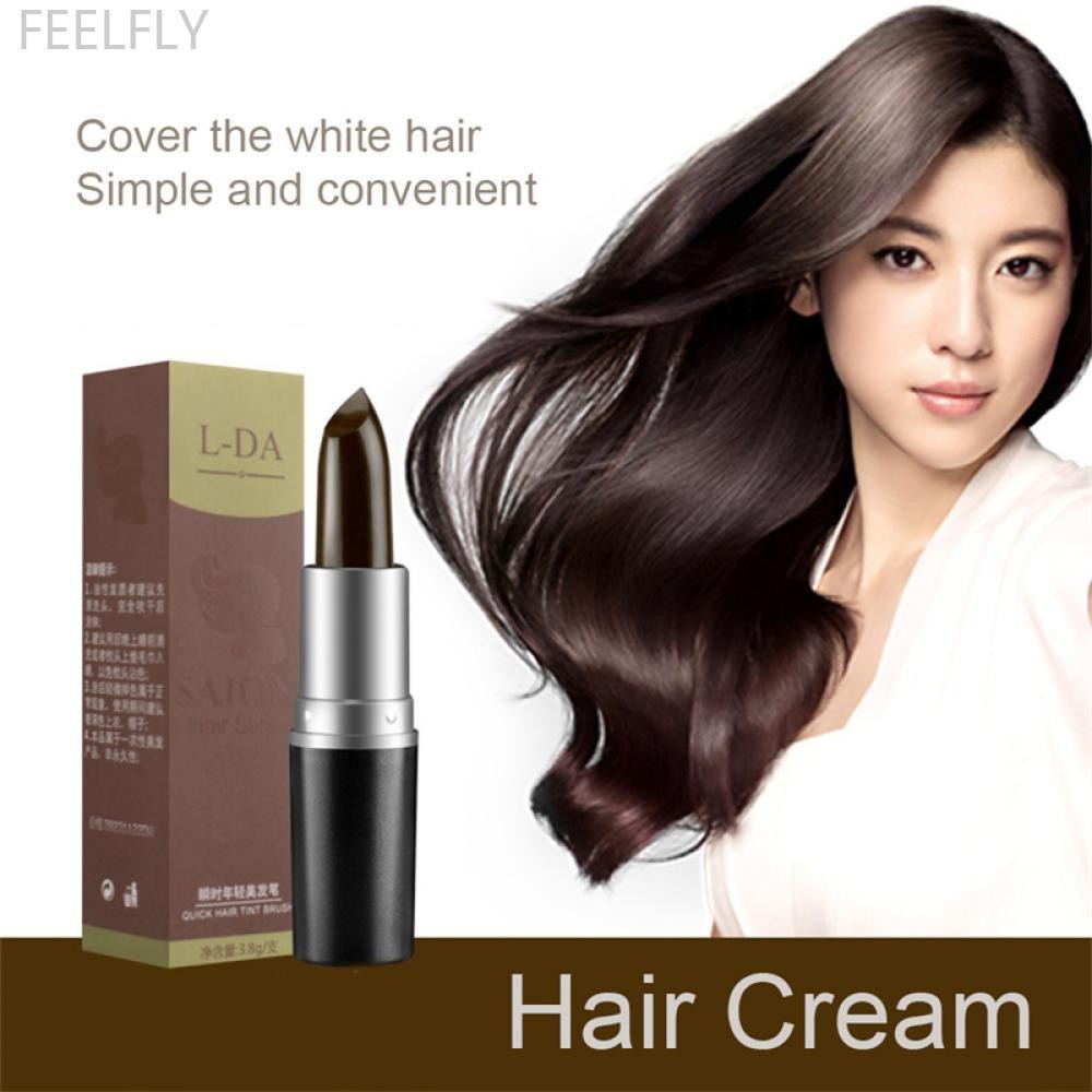 Feelfly ลิปสติกรูปร่างทิ้งผมย้อมผมชั่วคราวสําหรับครอบคลุมผมสีขาว Q2X3