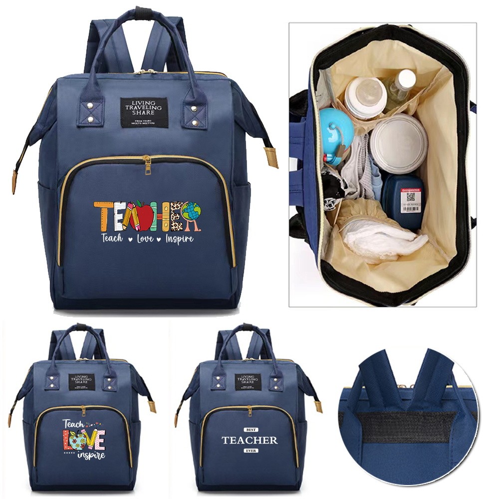 Large Capacity Mommy Bag Diaper Bag Mommy Backpack Care Supplies Storage Box Print Travel Essentials