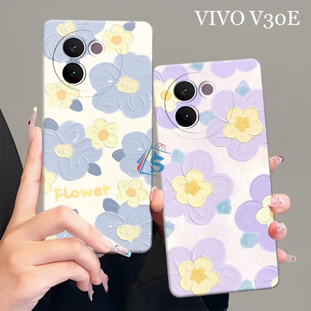 HP [SHARK CASE] Softcase VIVO V30E 5G 2024 NEWEST Aesthetic Flower Motif - เคส Vivo V30E - เคส Vivo 
