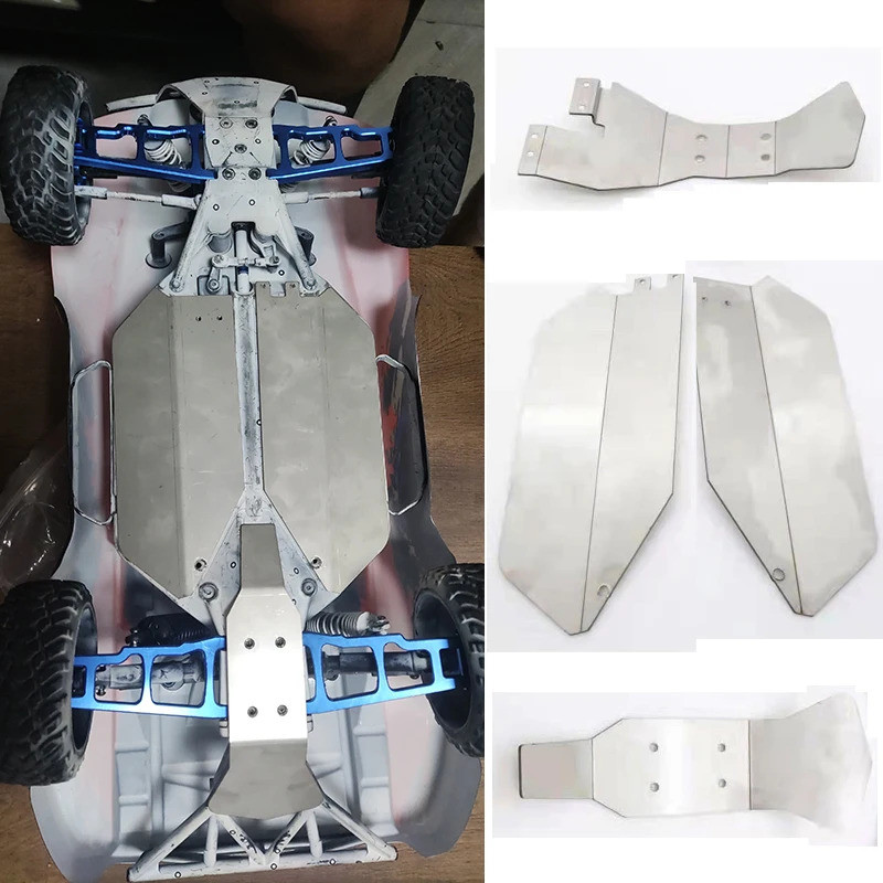 ชุดแผ่นกันกระแทกสแตนเลสสำหรับรถ RC 1/10 Traxxas Slash 4x4 (4WD)