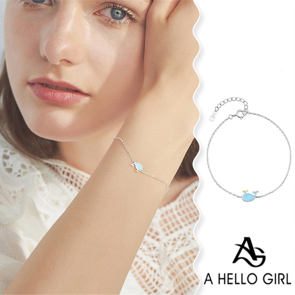 A HELLO GIRL สร้อยข้อมือ จี้รูปปลาวาฬ โลมาน่ารัก สําหรับผู้หญิง