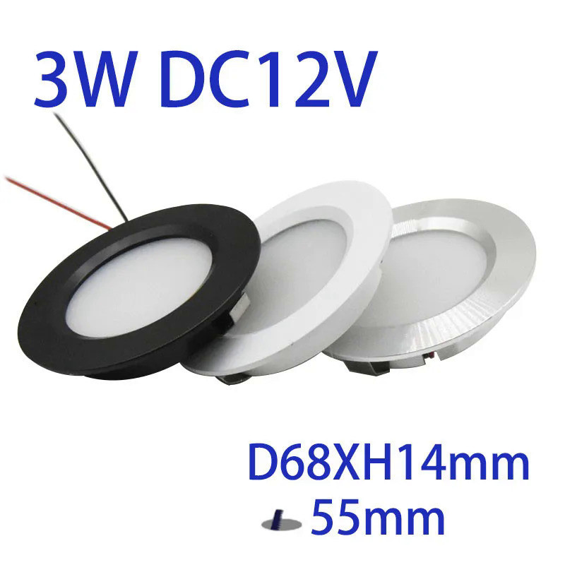 หลอดไฟสปอตไลท์ LED 3W 5W 12V 14 มม. 2 นิ้ว D55 มม. หรี่แสงได้ บางพิเศษ สําหรับติดเพดาน บ้าน โรงแรม ห้องนั่งเล่น