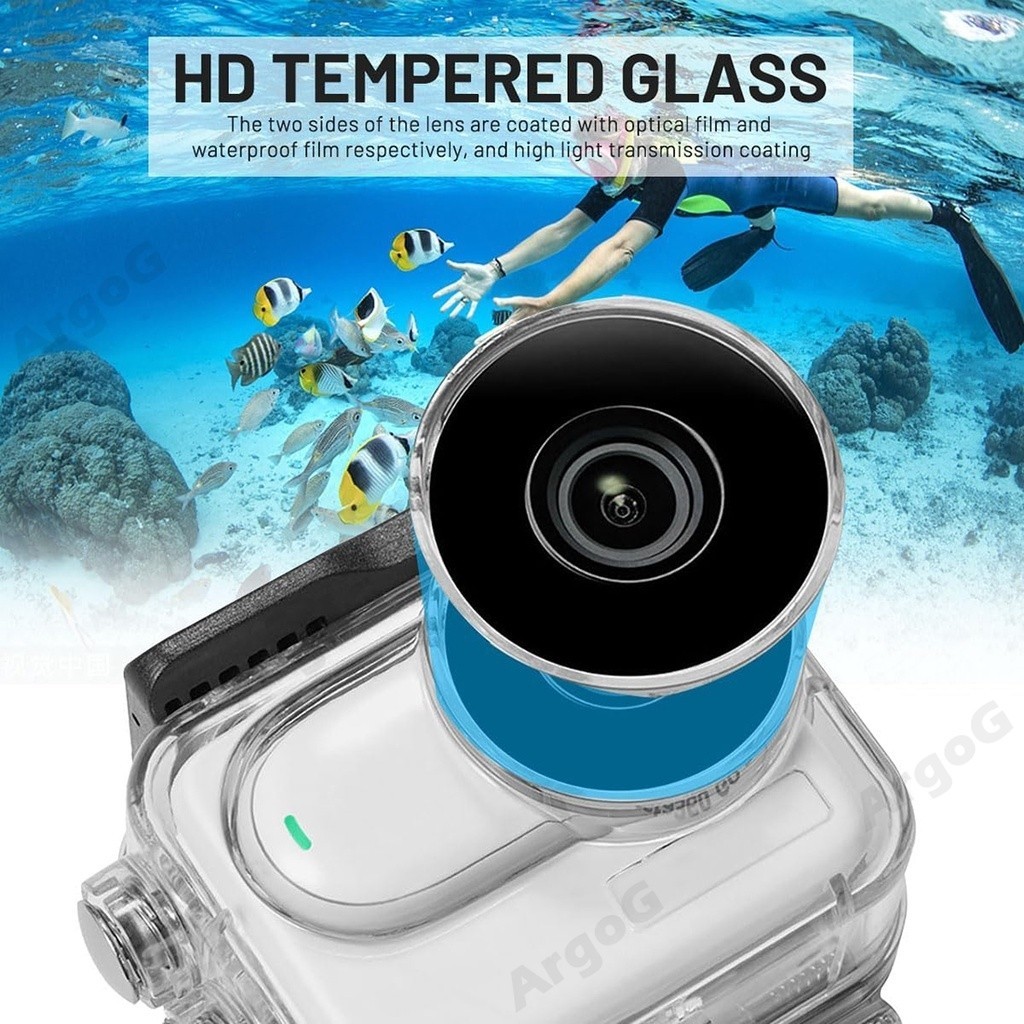 Argog เคสกันน้ําสําหรับ Insta360 Go 3S / GO3 60M/196FT ใต้น้ําป้องกันดําน้ํากรณีฐานอะแดปเตอร์และสกรูสําหรับ Insta360 Go 3 อุปกรณ์เสริม