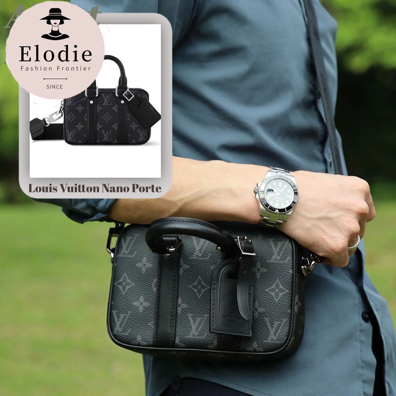 หลุยส์วิตตอง Louis Vuitton Nano Porte Documents Cow Leather LV Men's Messenger Bag. กระเป๋าสะพายข้างผู้ชาย