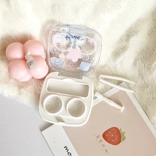🌼ตลับคอนแทค 🌼เซตเล็ก ดอกไม้ flower Clear box
