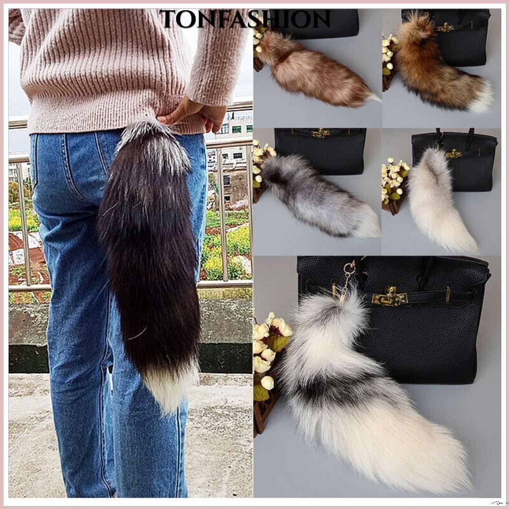 Tonfashion พวงกุญแจ จี้ขนเฟอร์เทียม 40 ซม. สําหรับห้อยกระเป๋า