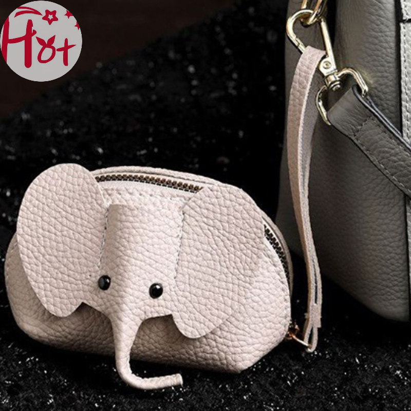 Ge กระเป๋าใส่เหรียญ หนัง PU ลายช้าง มีซิป ทรงสี่เหลี่ยม พร้อมพวงกุญแจ สําหรับผู้หญิง