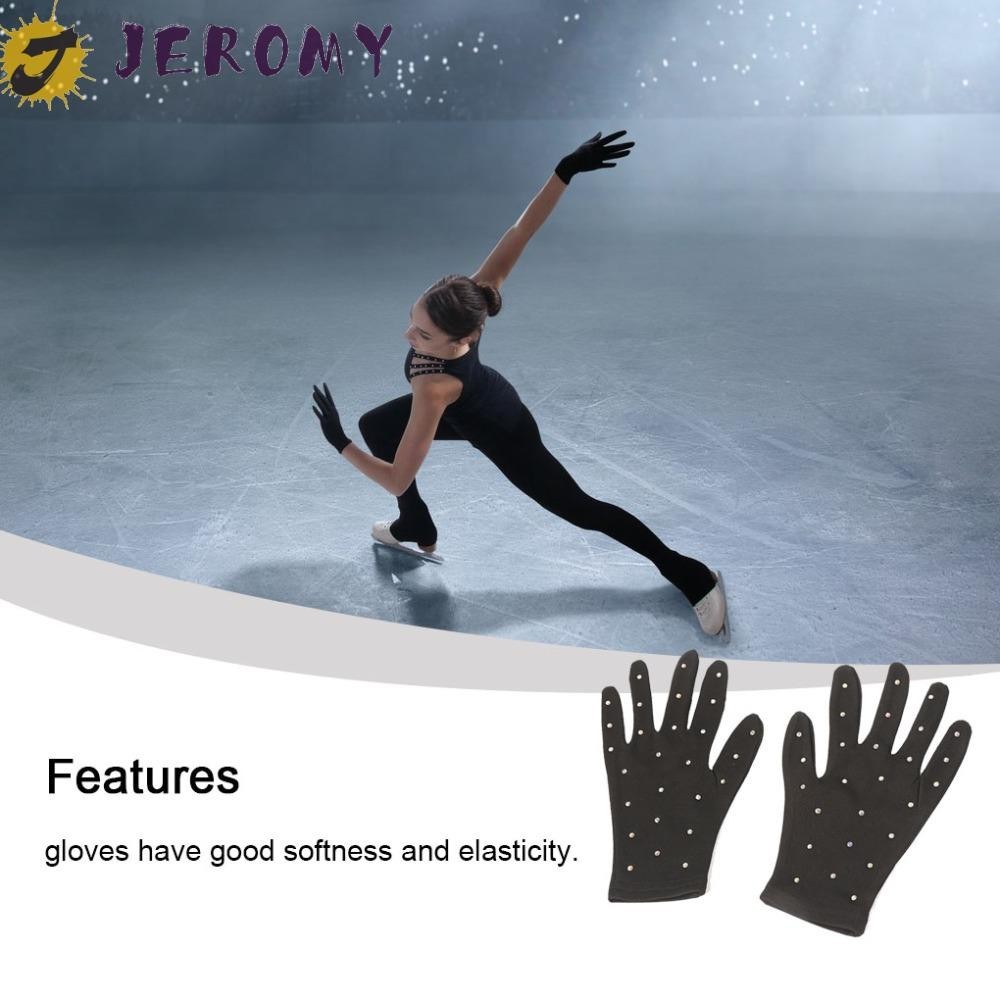 Jeromy ถุงมือคริสตัล ระบายอากาศ กันลม แวววาว สําหรับเล่นสเก็ต ไอซ์สเก็ต XS S M L