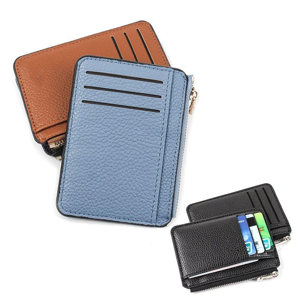 Trendyzone กระเป๋าสตางค์ ใบสั้น หนัง PU บางมาก มีซิป สีพื้น สไตล์นักธุรกิจ สําหรับผู้ชาย และผู้หญิง - รูปที่ 4