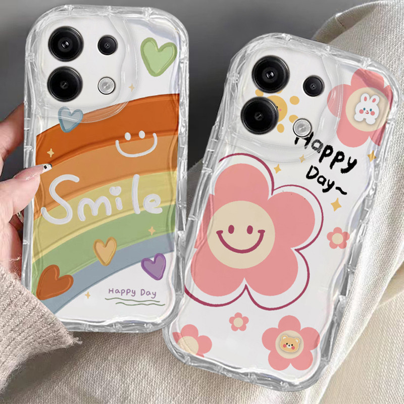 เคส Redmi NOTE 13 PRO POCO X6 M6 PRO NOTE13 PRO+ PLUS 5G 4G เคสโทรศัพท์มือถือใส แบบนิ่ม ลายหยัก สําหรับ สายรุ้ง ดอกไม้