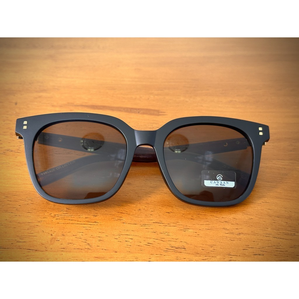 CANAAN แว่นตาแฟชั่นกรอบสีดำ-ขาลายไม้