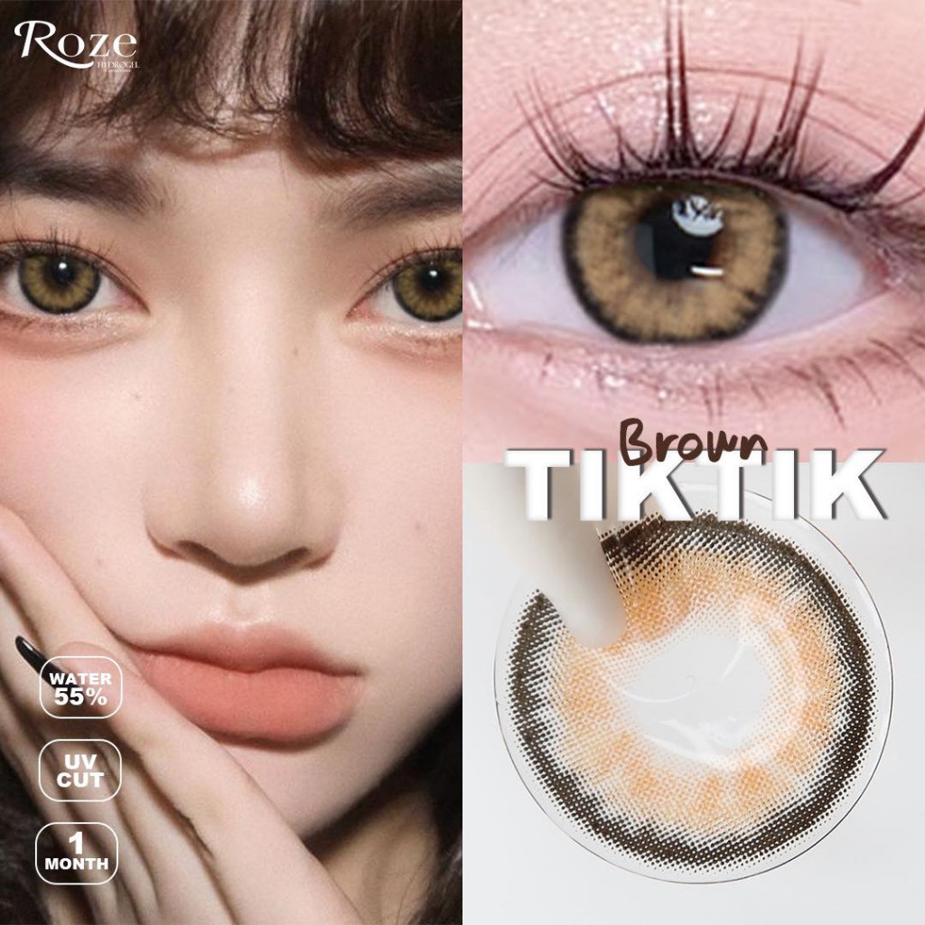คอนแทคเลนส์ Hydrogel - บิ๊กอาย TikTik (Rozelens) สี : Brown / Gray