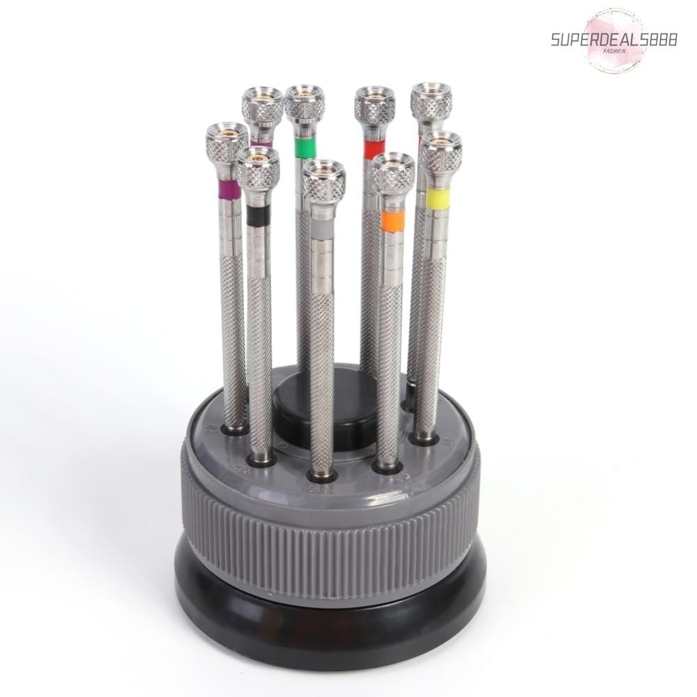 [SuperDeals888.th] Au ชุดเครื่องมือไขควงสปริงบาร์ สําหรับซ่อมแซมนาฬิกาข้อมือ 9 ชิ้น ต่อชุด