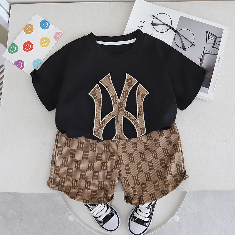 ชุดเสื้อยืด แขนสั้น กางเกงขายาว ผ้าฝ้าย น่ารัก แฟชั่นฤดูร้อน สําหรับเด็กผู้ชาย และเด็กผู้หญิง จํานวน 2 ชิ้น