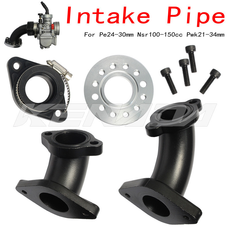 คาร์บูเรเตอร์รถจักรยานยนต์ Carb Intake Manifold PE24 26 28 30MM สไลด์แบน PWK21-34MM