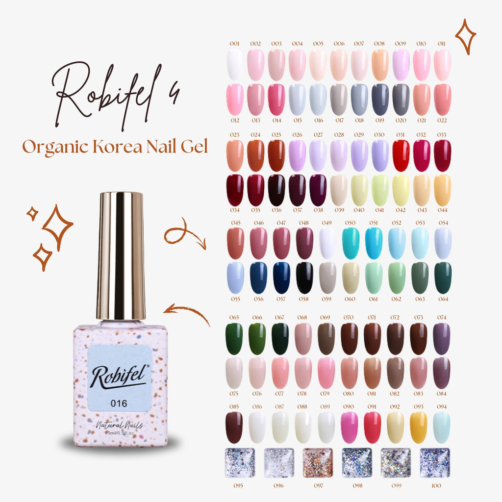 (TPO-Free) สีเจล สีทาเล็บเจล ยาทาเล็บเจล เกาหลี ออแกนิค รุ่น ROBIFEL 4 เนื้อแน่น เบอร์ 71-80 สีไซรัป ชมพู ม่วง น้ำตาล - รูปที่ 2