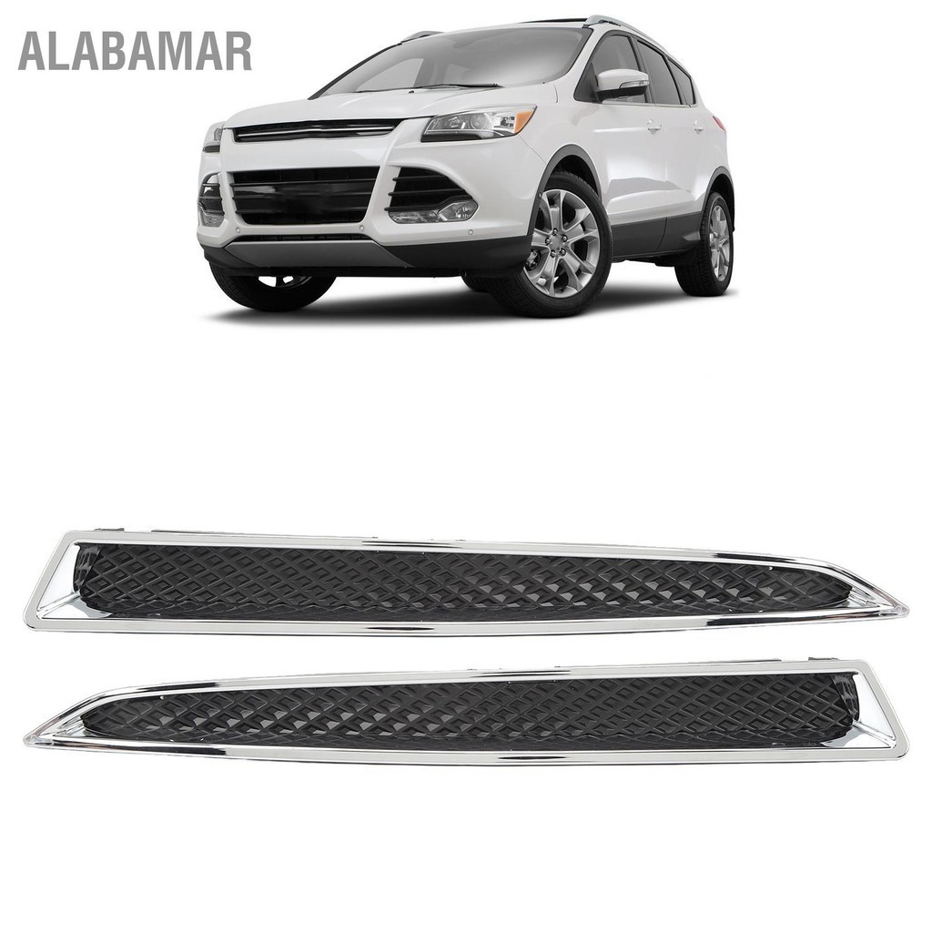ALABAMAR ไฟหน้า Lower Trim Molding กรอบเงินสีดำตาข่ายสำหรับ Ford Escape S Sport Utility 4 ประตู 2013 ถึง 2016
